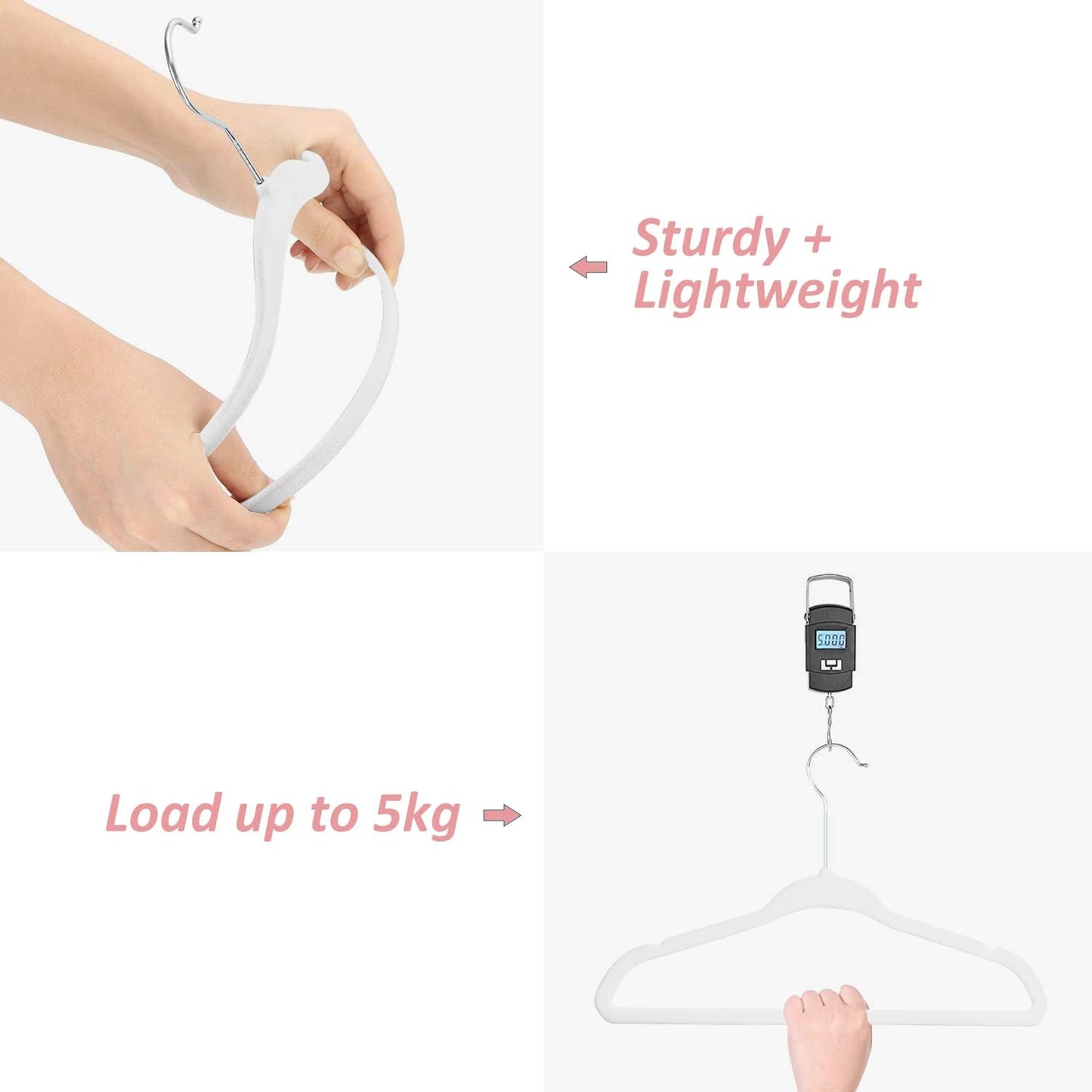 MangoKit kids velvet hangers 30 pack, sturdy and lightweight design, supports up to 5kg