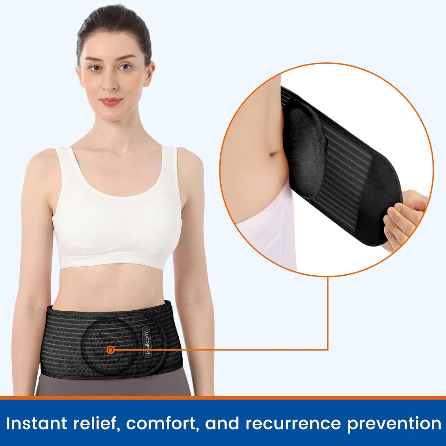 Willcom large umbilical hernia belt providing instant relief and comfort for effective support