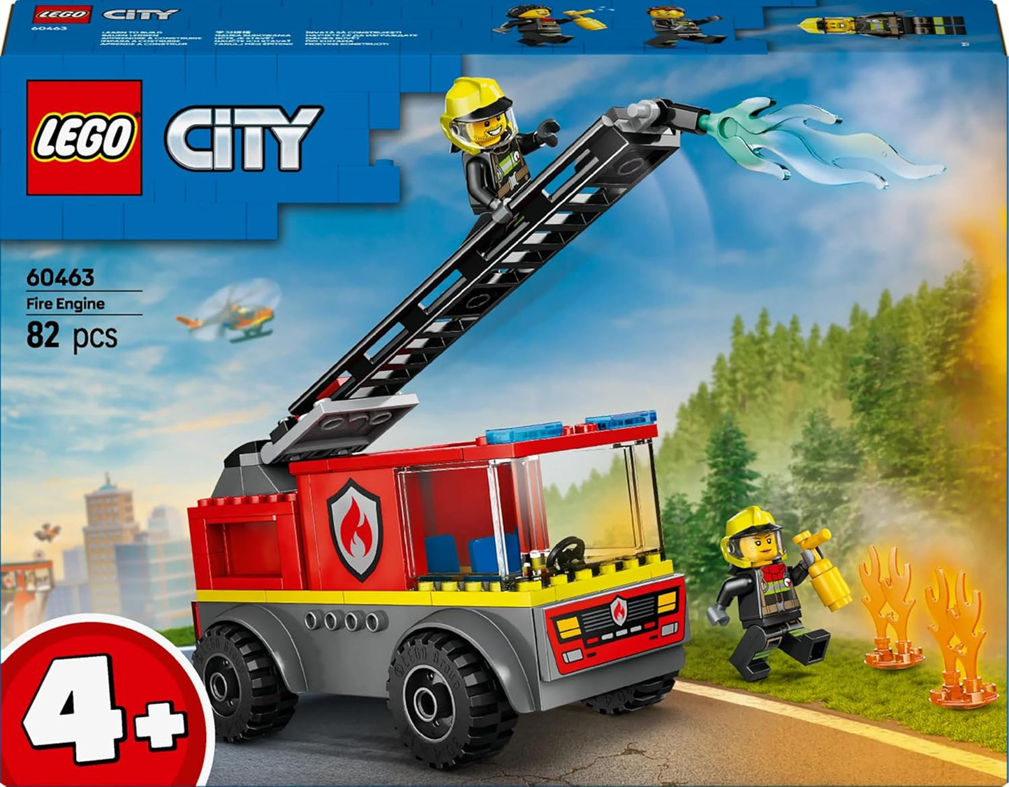 LEGO City Fire Engine toy set with firefighters and fire-extinguishing ladder for imaginative play