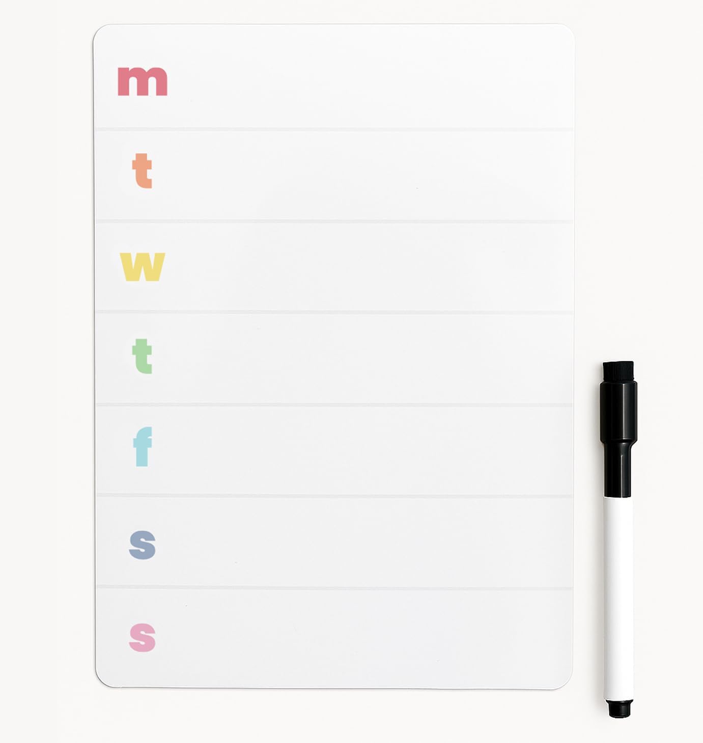 Magnetic weekly planner A4 with colourful letters for organising weekly schedules