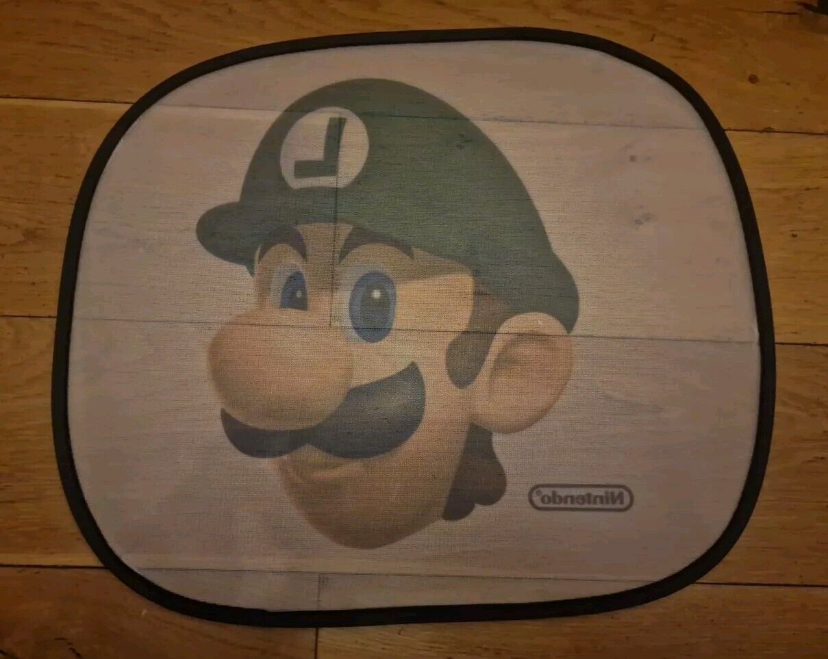 Mario and Luigi car sun shades featuring Luigi's iconic face design from Nintendo