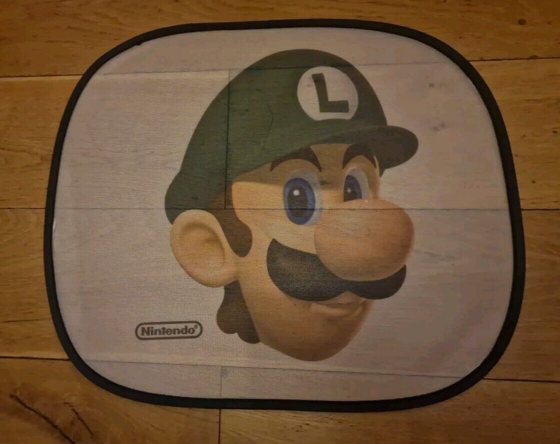 Nintendo Mario and Luigi car sun shades featuring Luigi's iconic face design