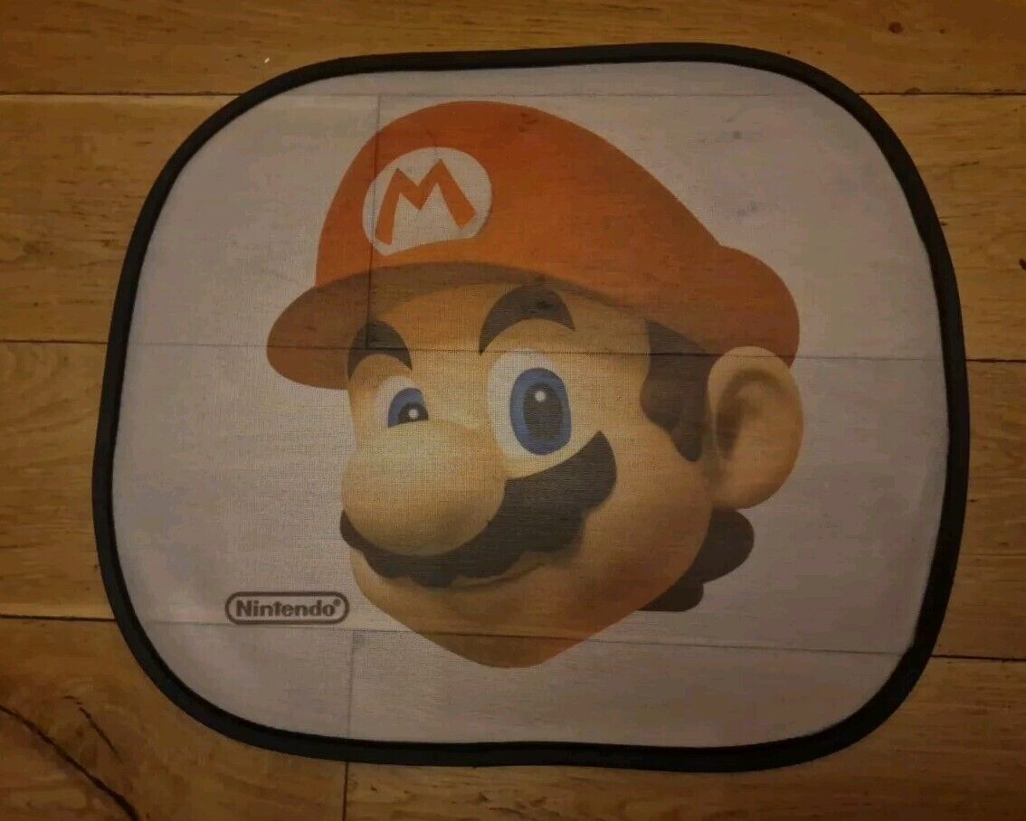 Nintendo Mario and Luigi car sun shades featuring Mario's iconic face for sun protection