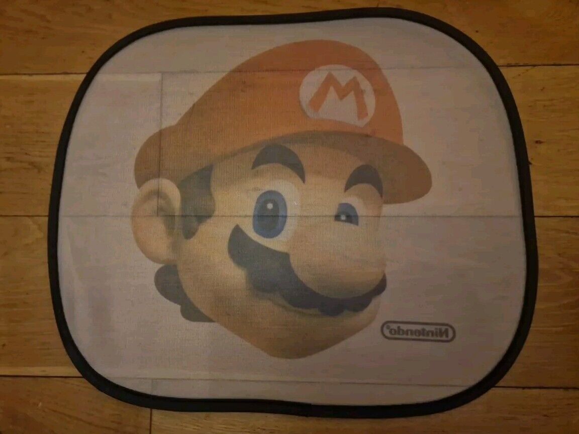 Nintendo Mario and Luigi car sun shades featuring Mario's iconic face design