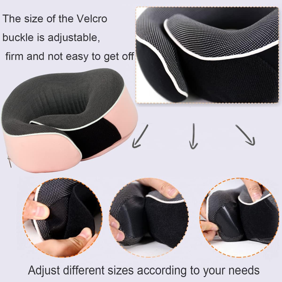 HAPPYBAG memory foam travel pillow with adjustable Velcro buckle for customised comfort