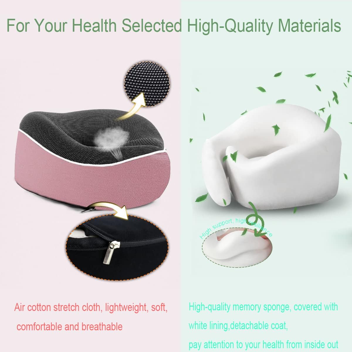 Comfortable memory foam travel pillow with breathable fabric and ergonomic support for restful journeys