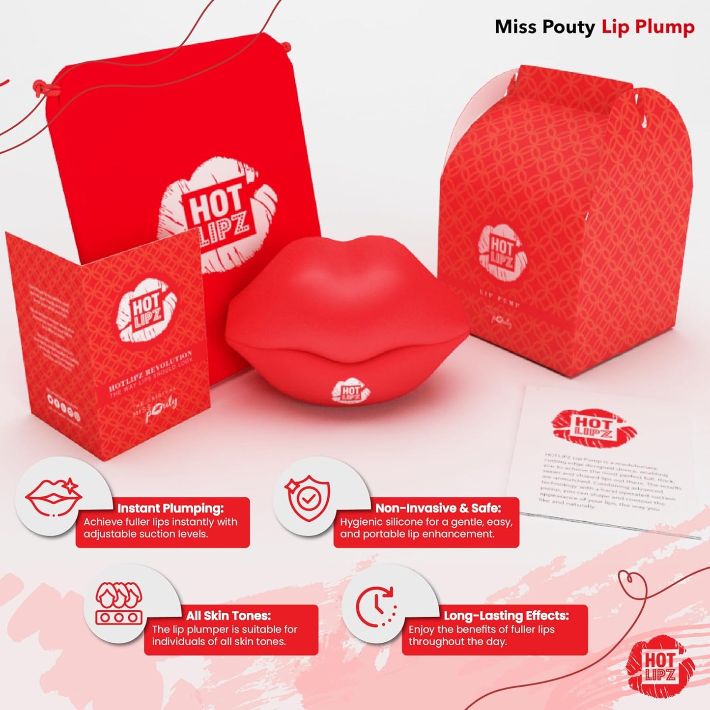 Miss Pouty lip plumper device for instant lip enhancement with adjustable suction levels