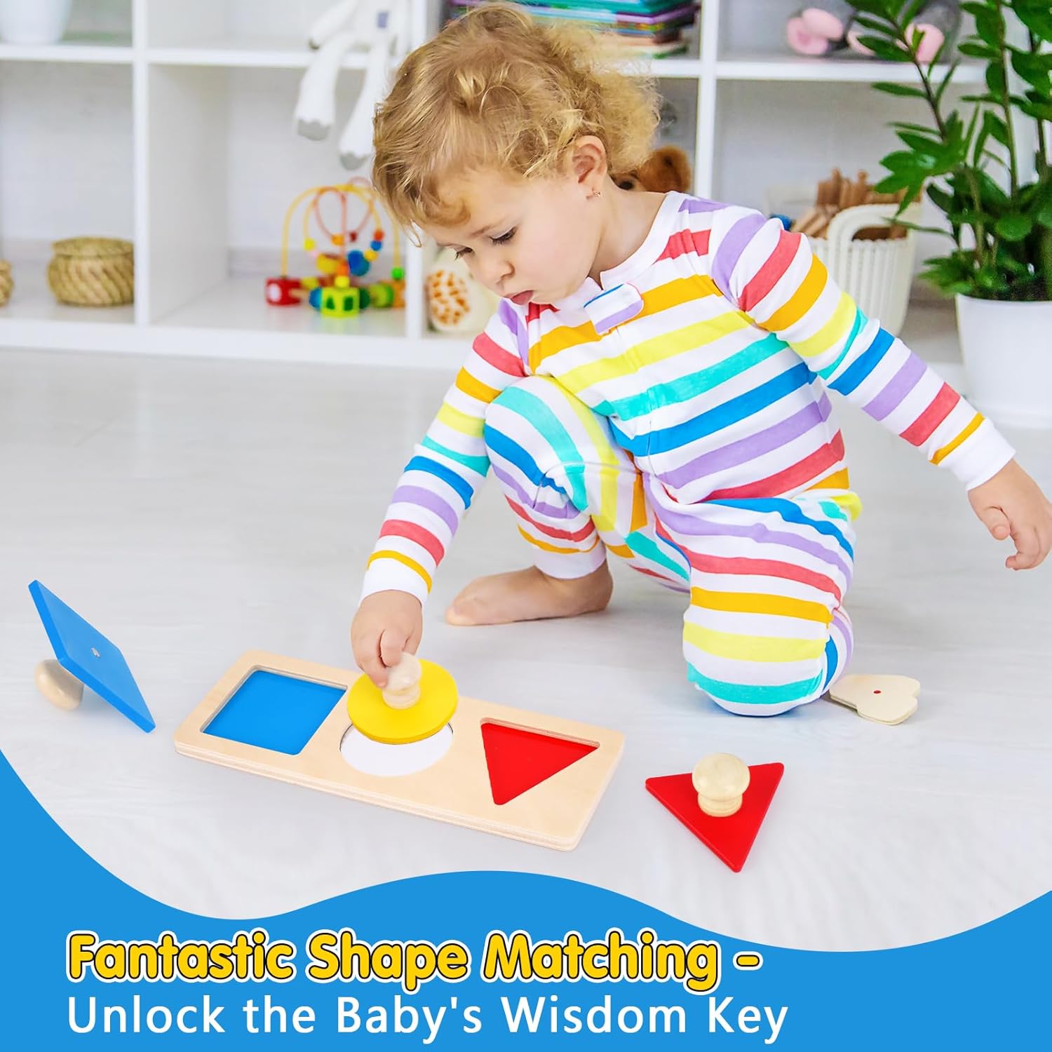 KMTJT Montessori educational toys for toddlers featuring shape matching puzzles to enhance learning.