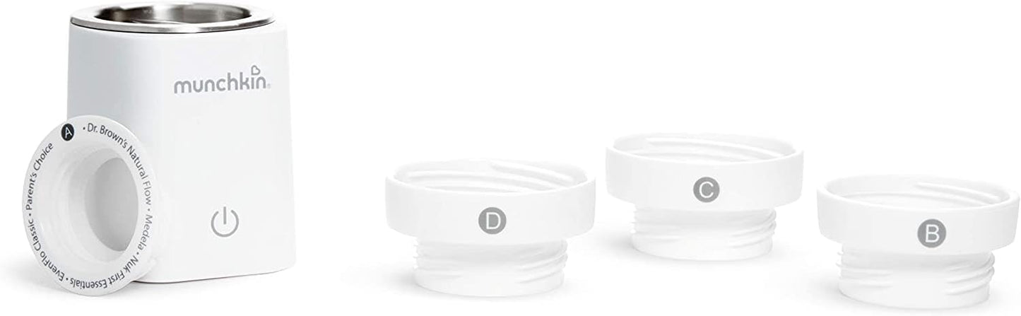 Munchkin digital baby bottle warmer with three interchangeable adapters for various bottle sizes