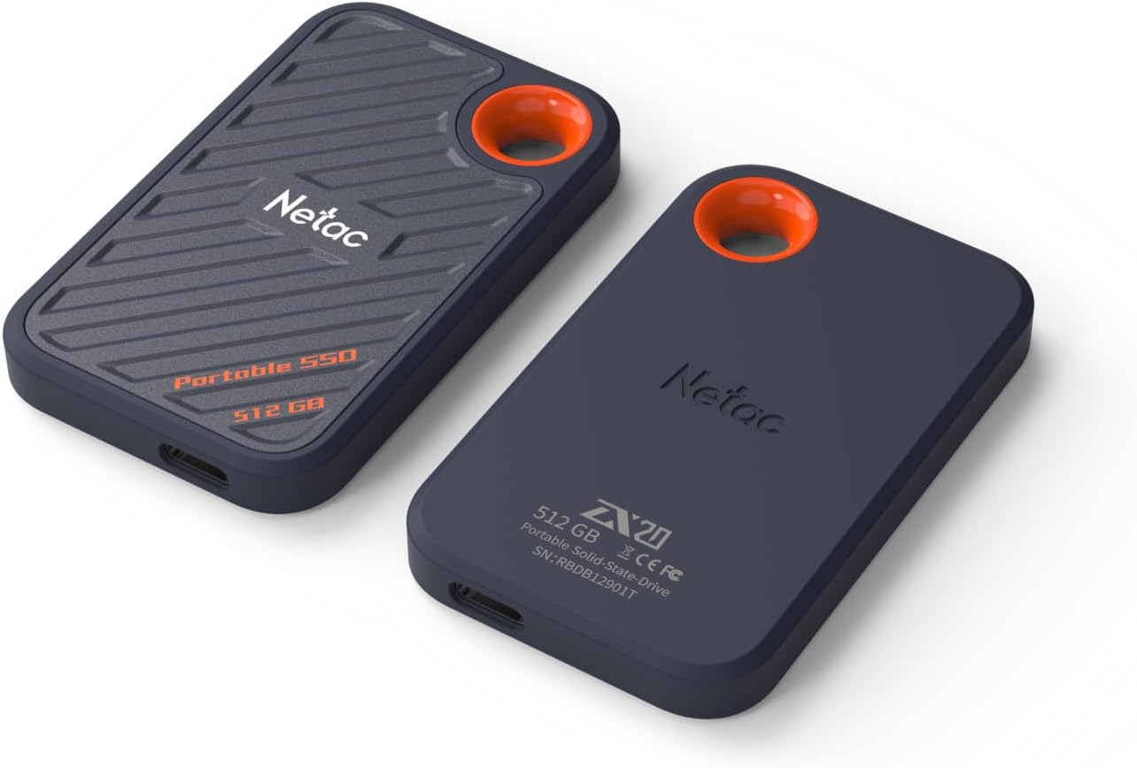 Netac ZX20 512GB external SSD in sleek design, ideal for data storage and transfer on the go