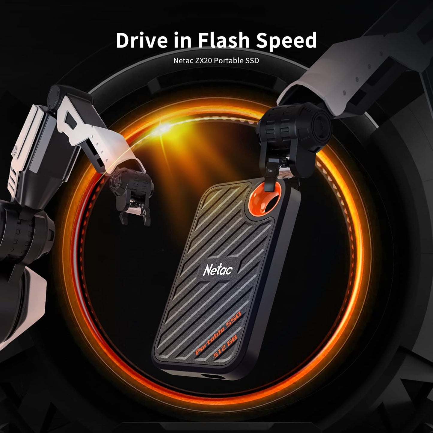 Netac ZX20 512GB external SSD designed for fast data transfer with a sleek portable design