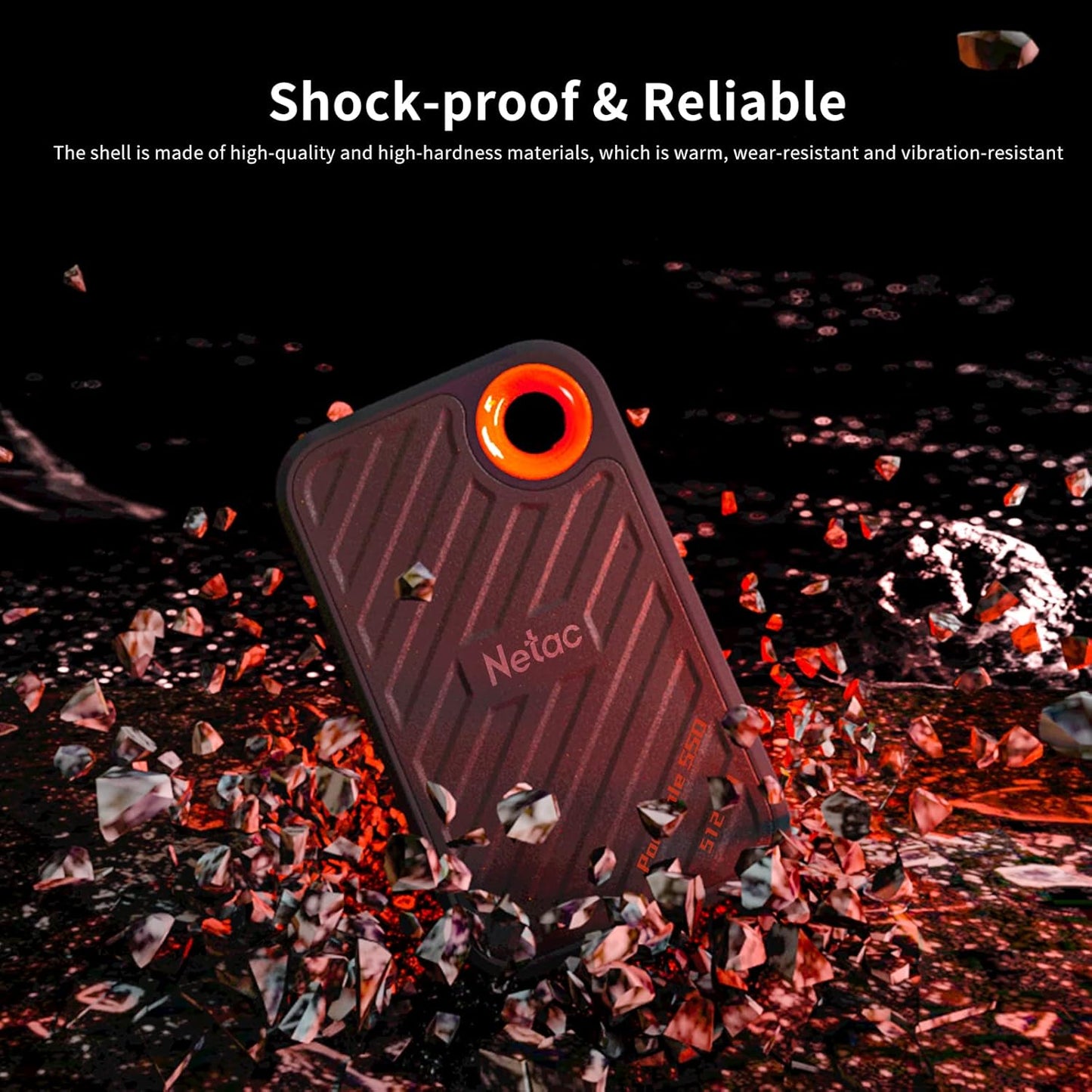 Netac ZX20 512GB external SSD with shock-proof design and durable materials for reliable data storage