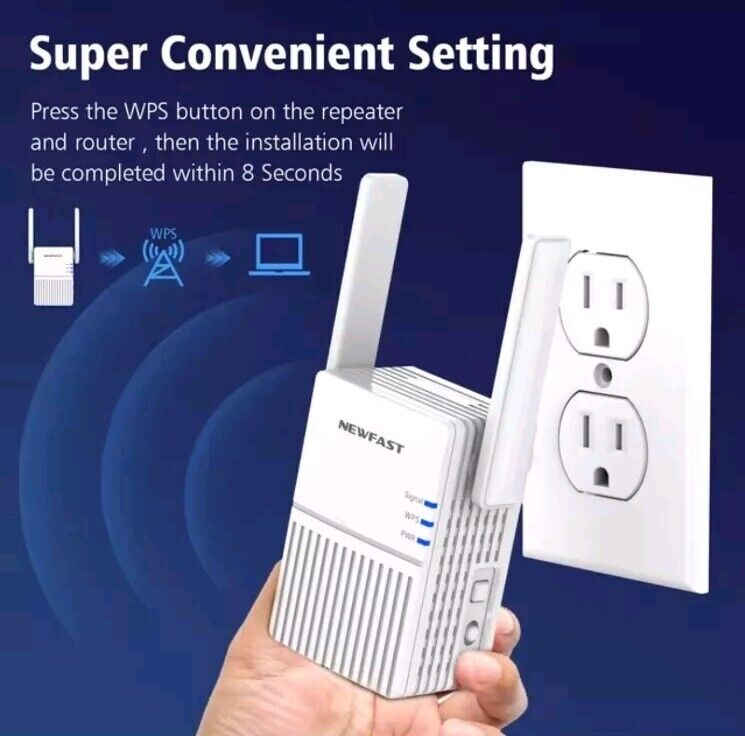 WiFi repeater 2.4GHz 300Mbps with easy WPS setup for improved wireless coverage