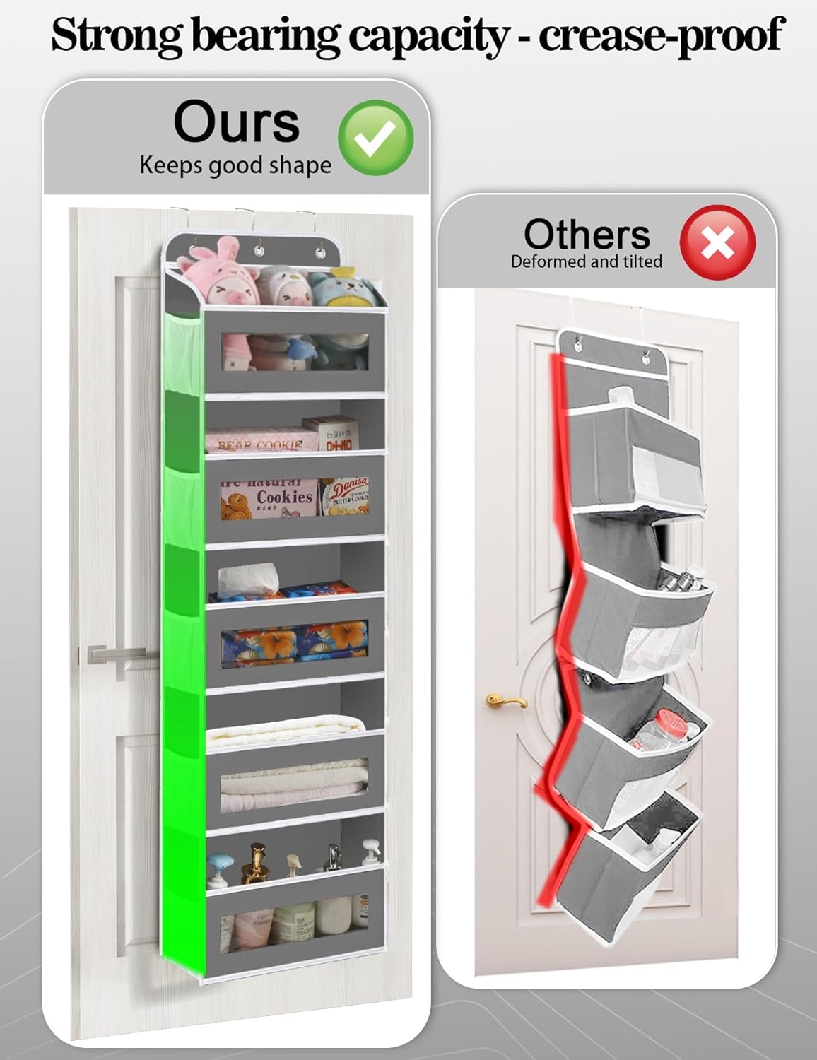 KYEVIS nursery over the door organiser showcasing strong capacity and crease-proof design for baby essentials