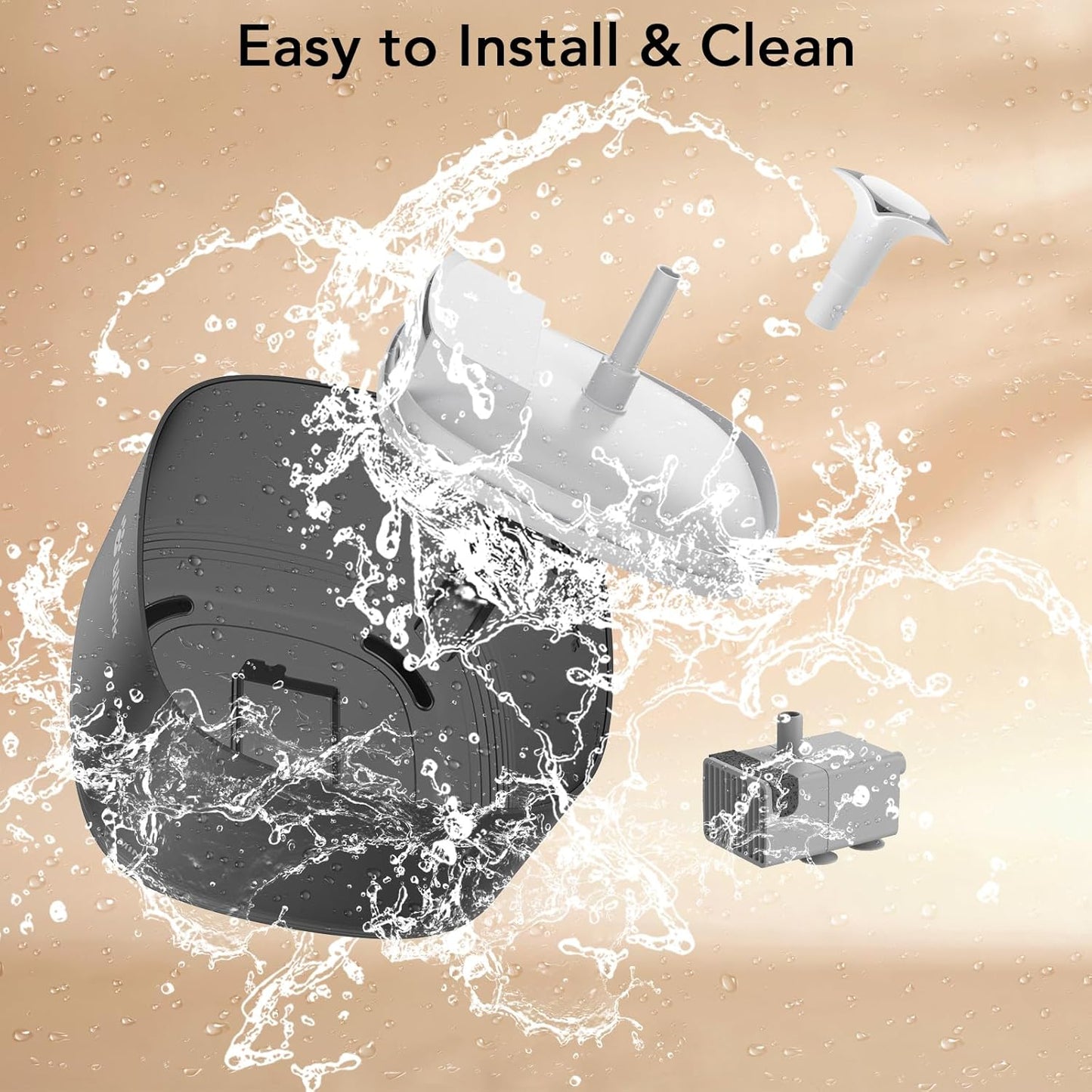 Olfjurk automatic pet water fountain with easy installation and cleaning features, splashing water design