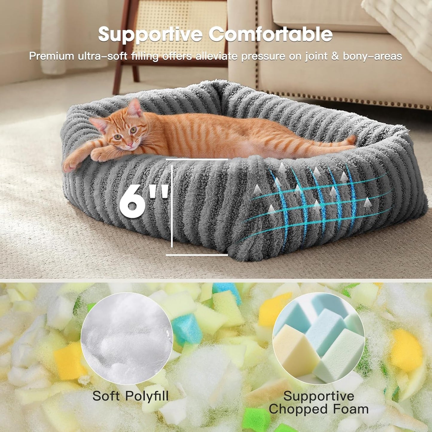 Pawk small dog bed with waterproof cover featuring soft polyfill and supportive foam for comfort