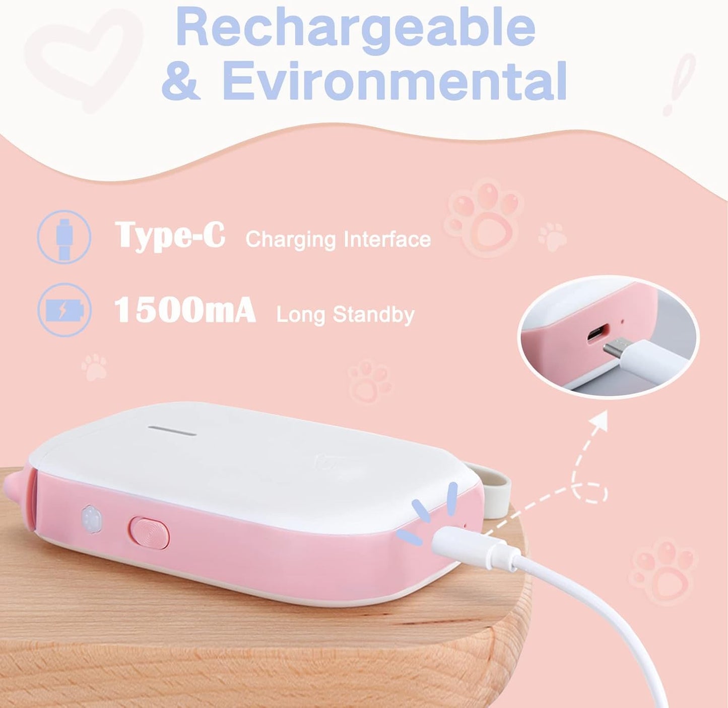 Clabel portable label maker with Type-C charging interface and 1500mA long standby battery