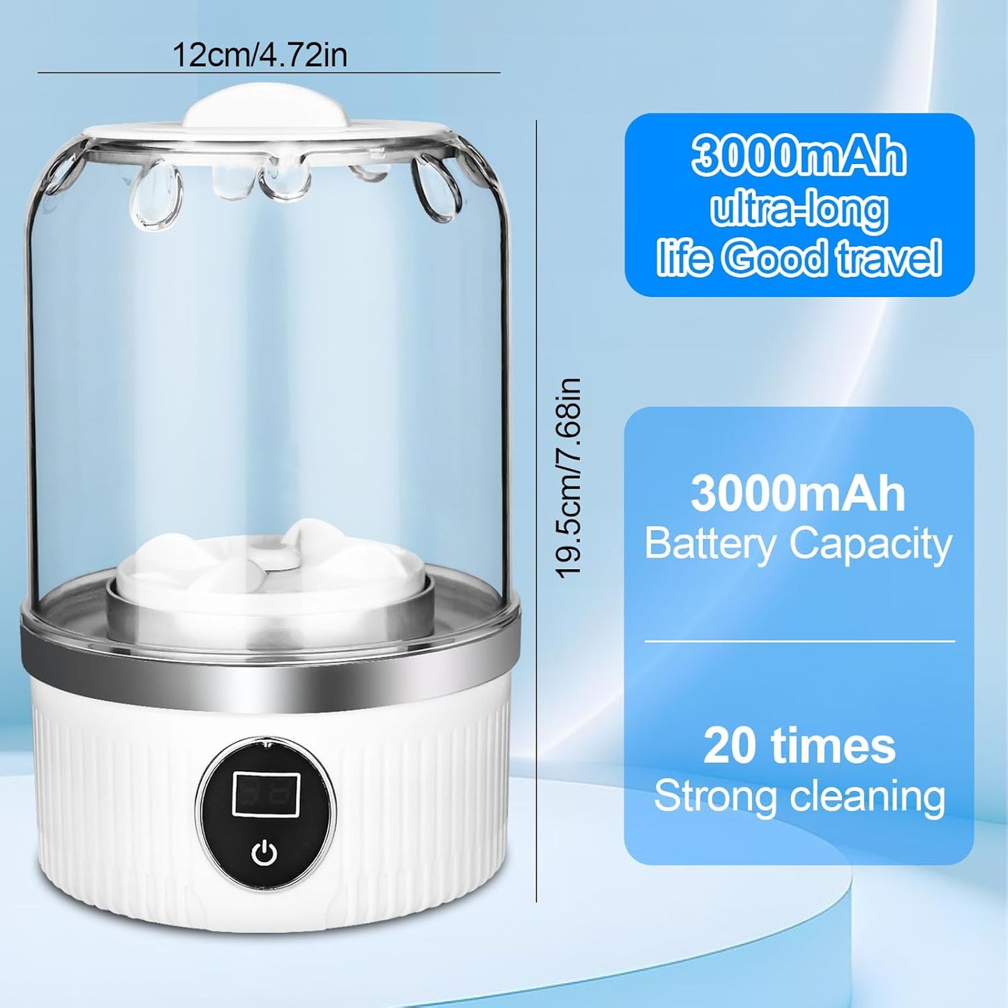 DMJJSD portable washing machine for travel with 3000mAh battery and strong cleaning capabilities