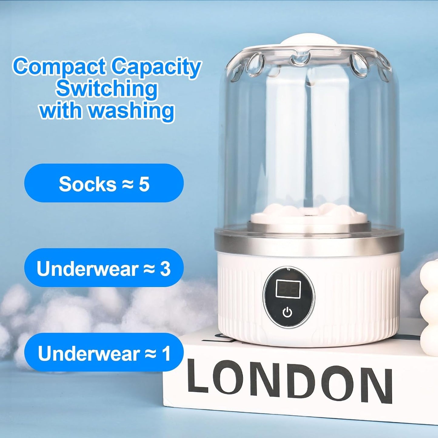 DMJJSD portable washing machine for travel with compact capacity for socks and underwear