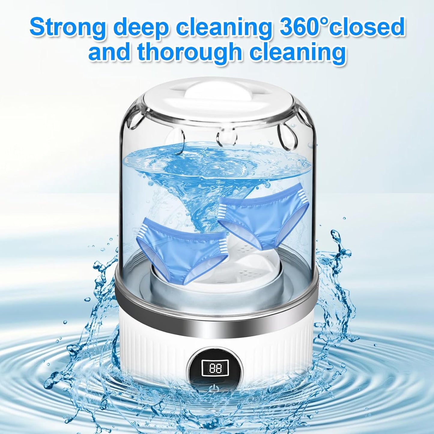 Portable washing machine for travel with strong deep cleaning and thorough 360-degree cleaning feature