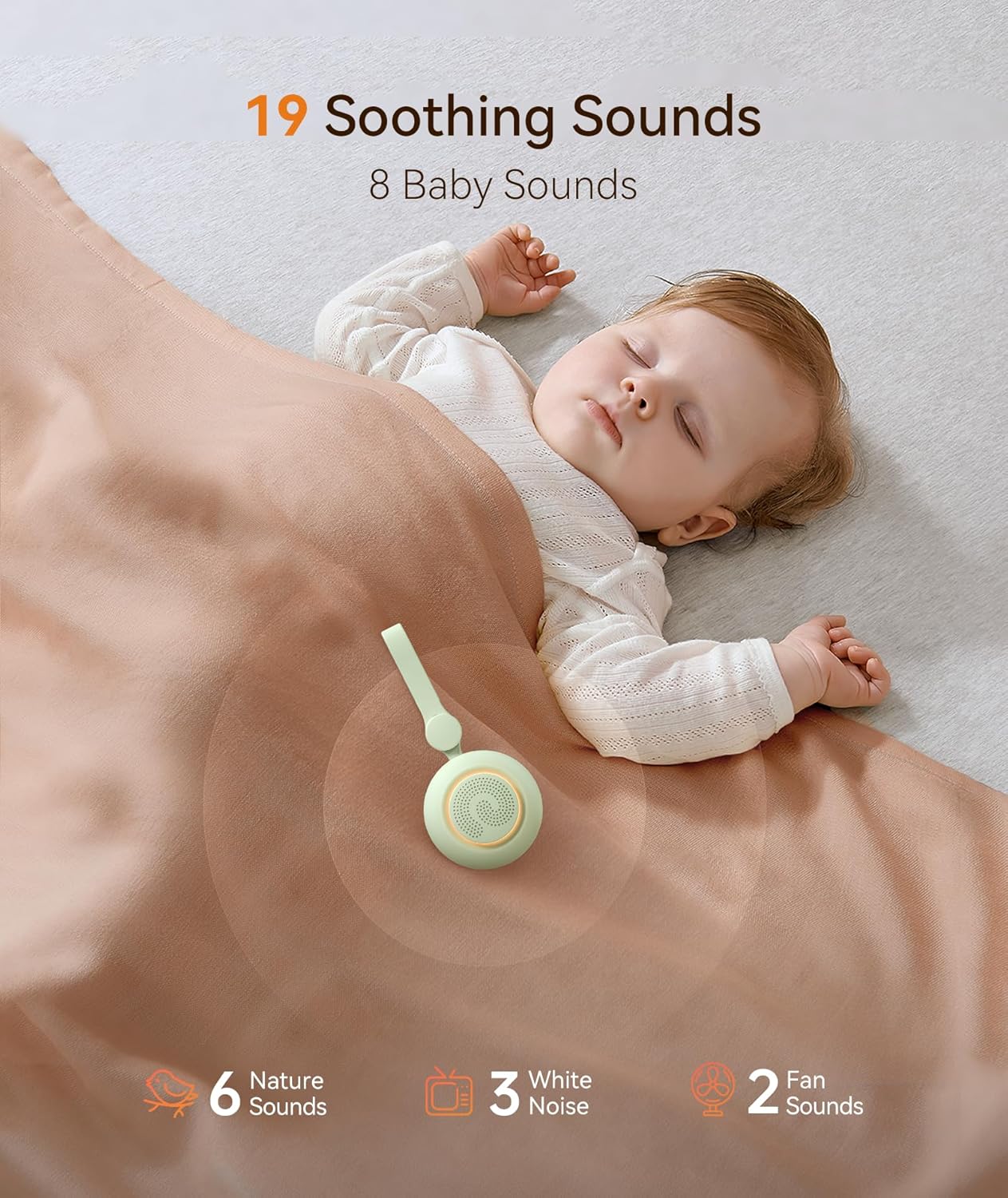 Dreamegg portable white noise machine with soothing sounds to help babies sleep peacefully