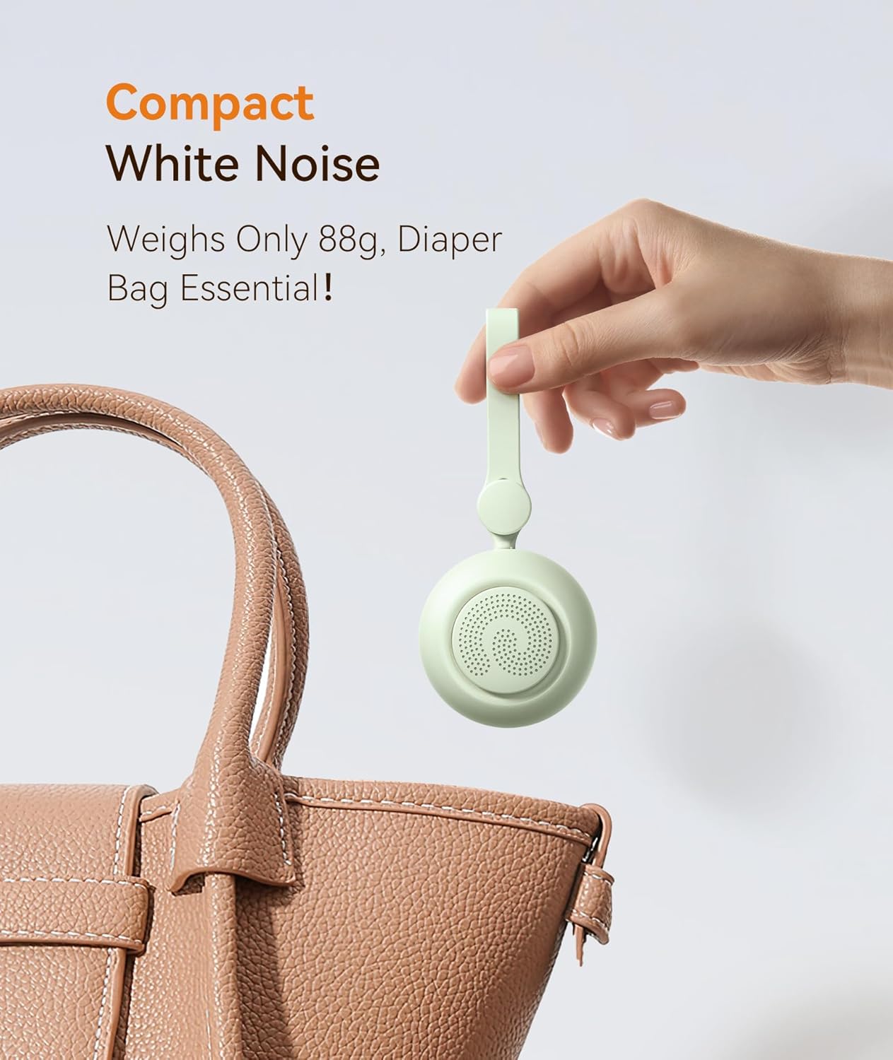 Dreamegg portable white noise machine in green, ideal for baby sleep and lightweight at 88g