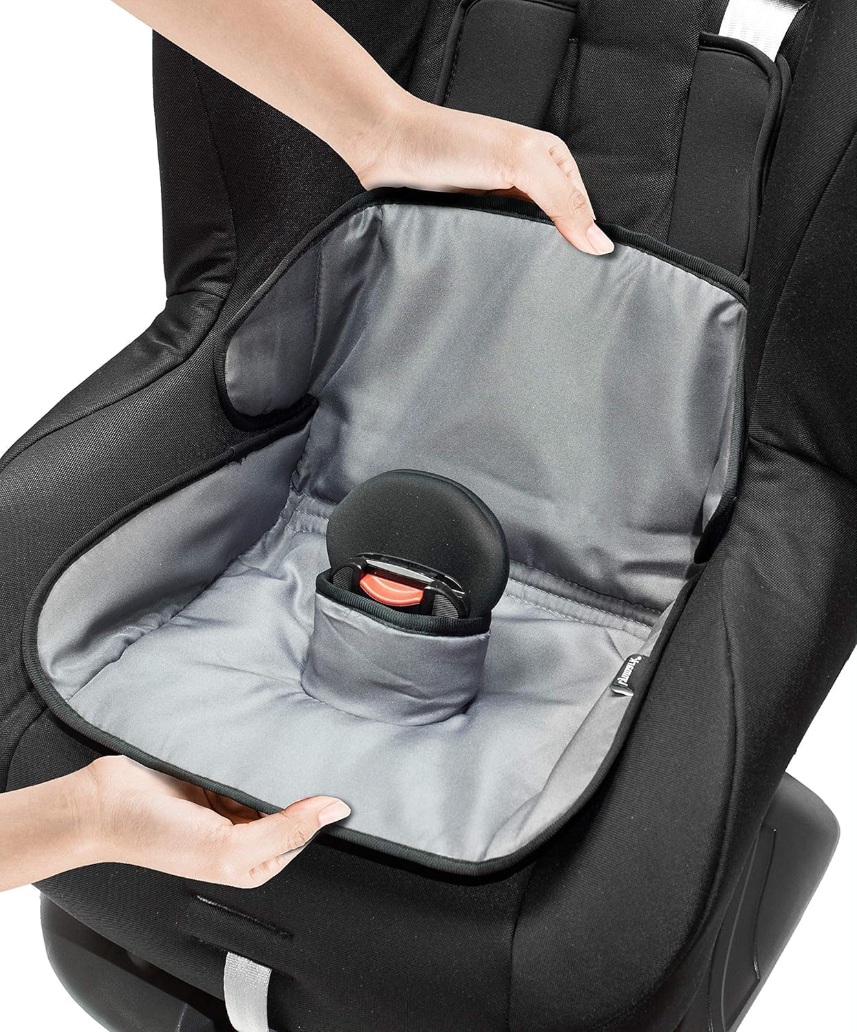 Lynmark potty training car seat protector being installed for mess-free travel with toddlers