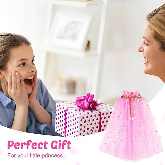Moiuguli pink princess cloak for girls with sparkles, perfect gift for your little princess