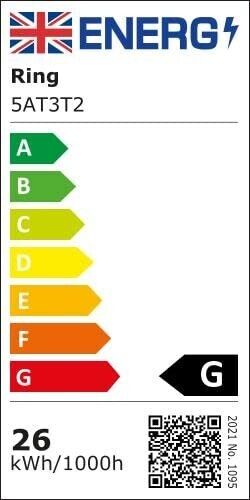 Energy rating label for Ring Floodlight Cam Black showing 26 kWh per 1000 hours usage