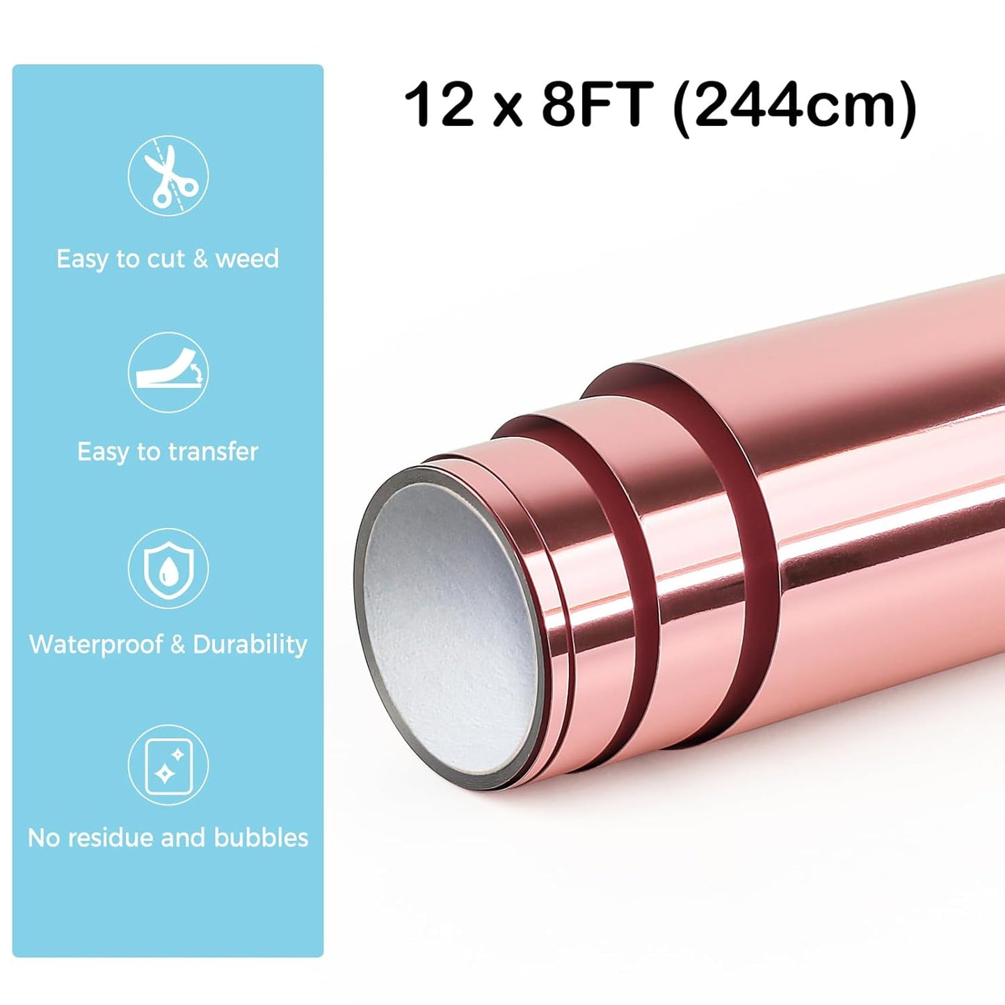 Lya Vinyl rose gold chrome vinyl roll 12 x 8FT with waterproof and durable features