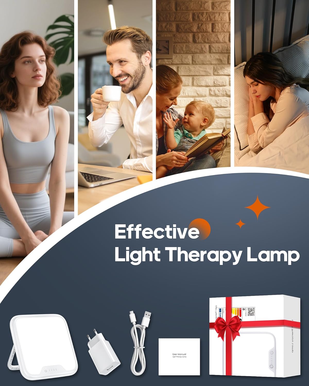 AJVV SAD lamp 10000 Lux for effective light therapy, ideal for home use in various settings