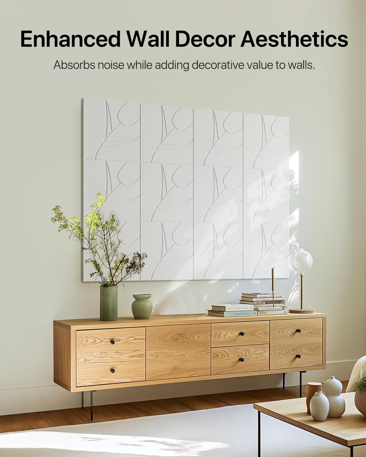 Soundsbay self adhesive sound proofing panels designed to enhance wall decor and absorb noise