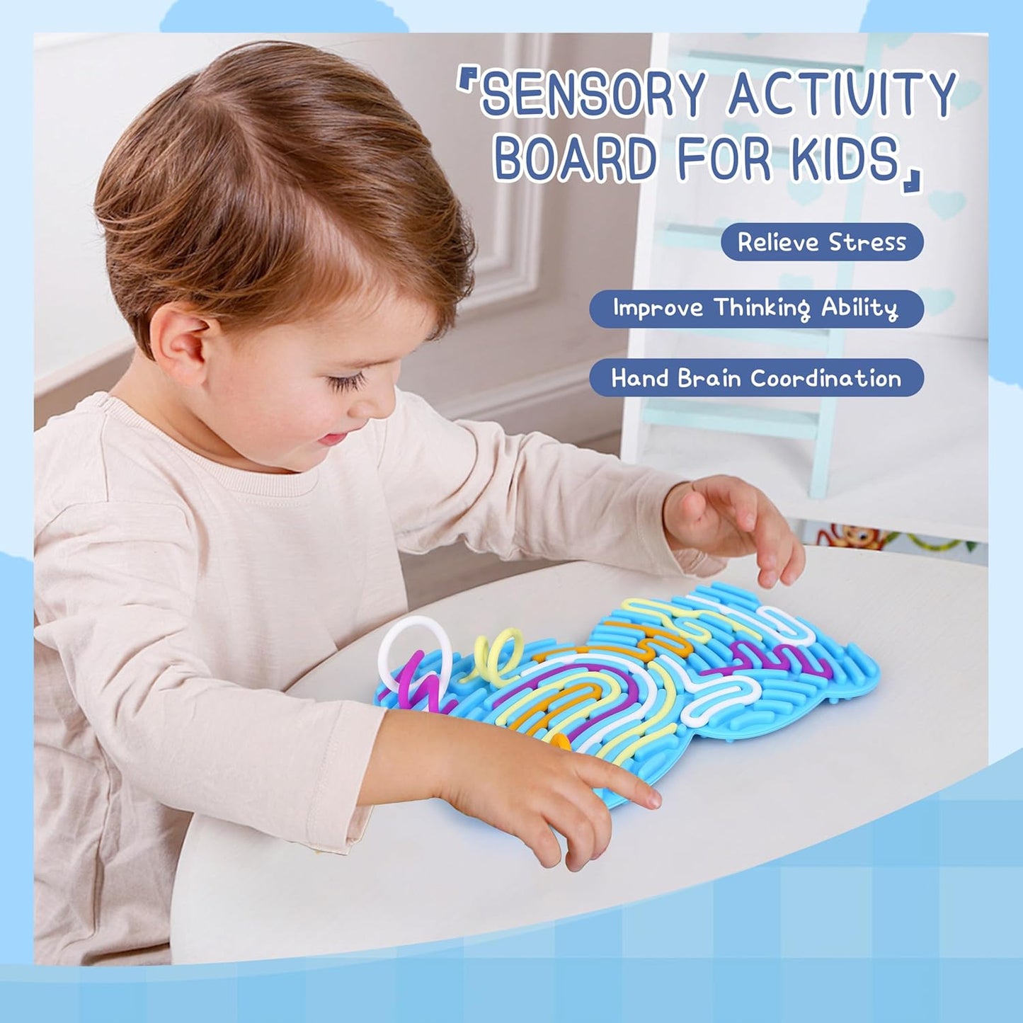 Welmay sensory activity board for kids designed to relieve stress and improve coordination