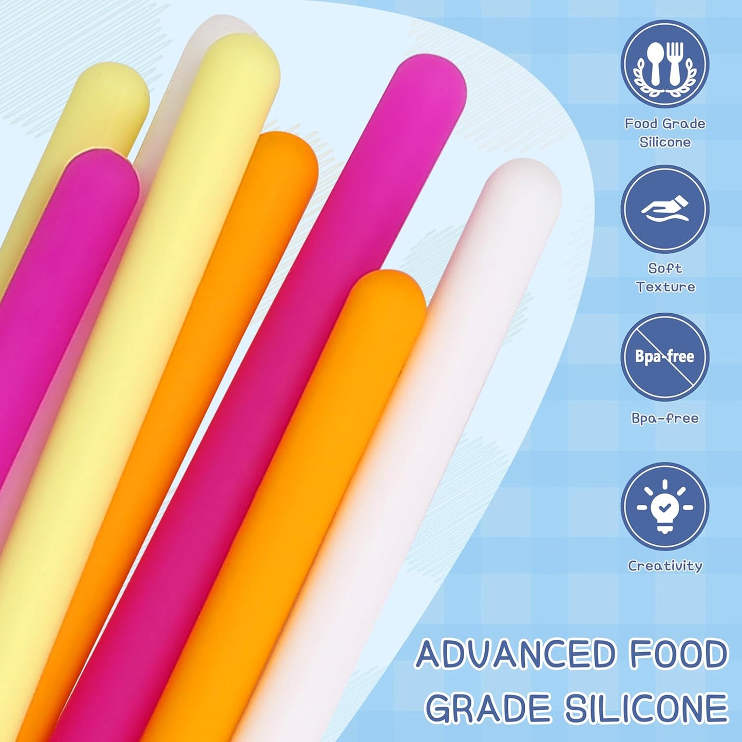 Welmay sensory activity board for kids with colourful soft silicone rods in various shapes