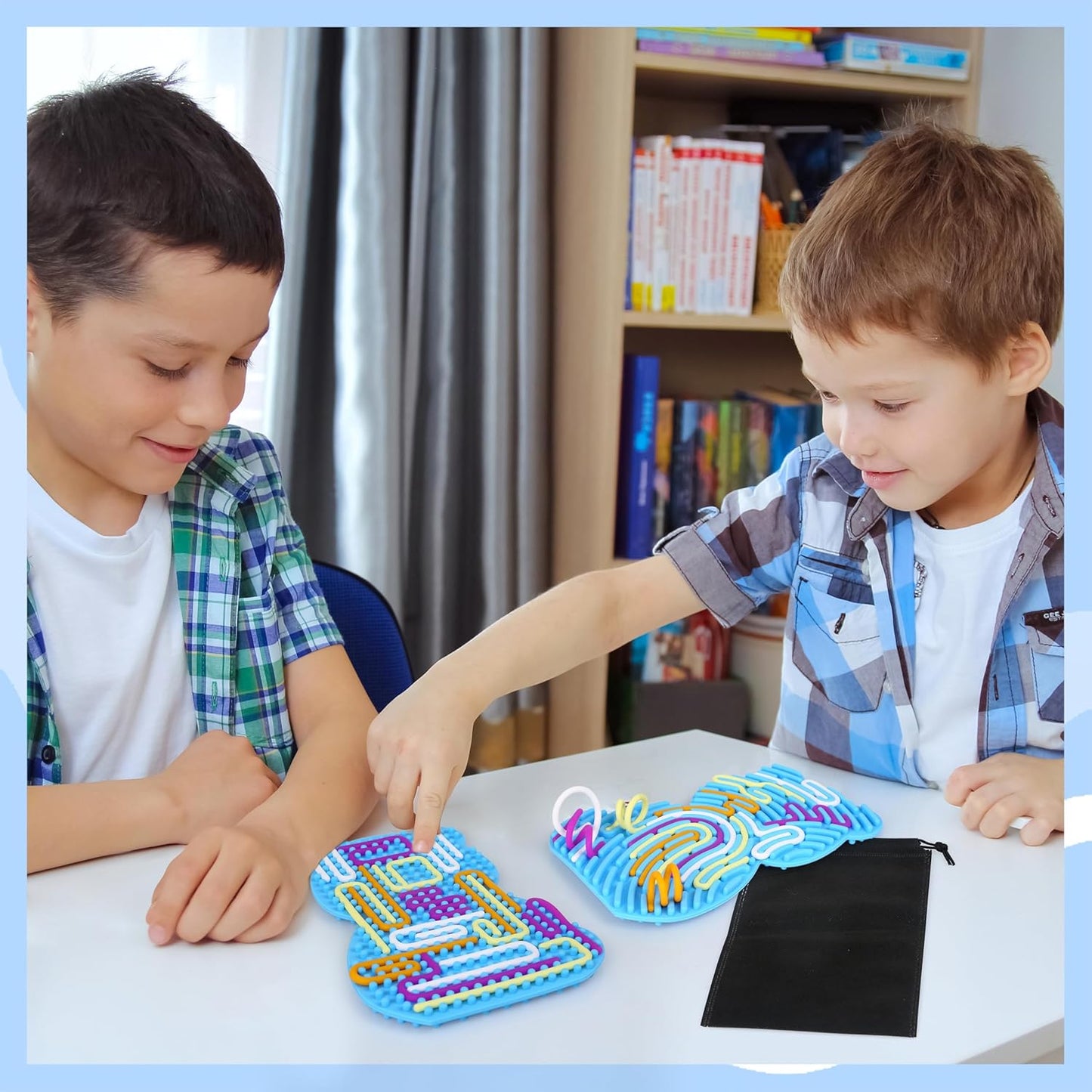 Welmay sensory activity board for kids with colourful beads for educational play and sensory development
