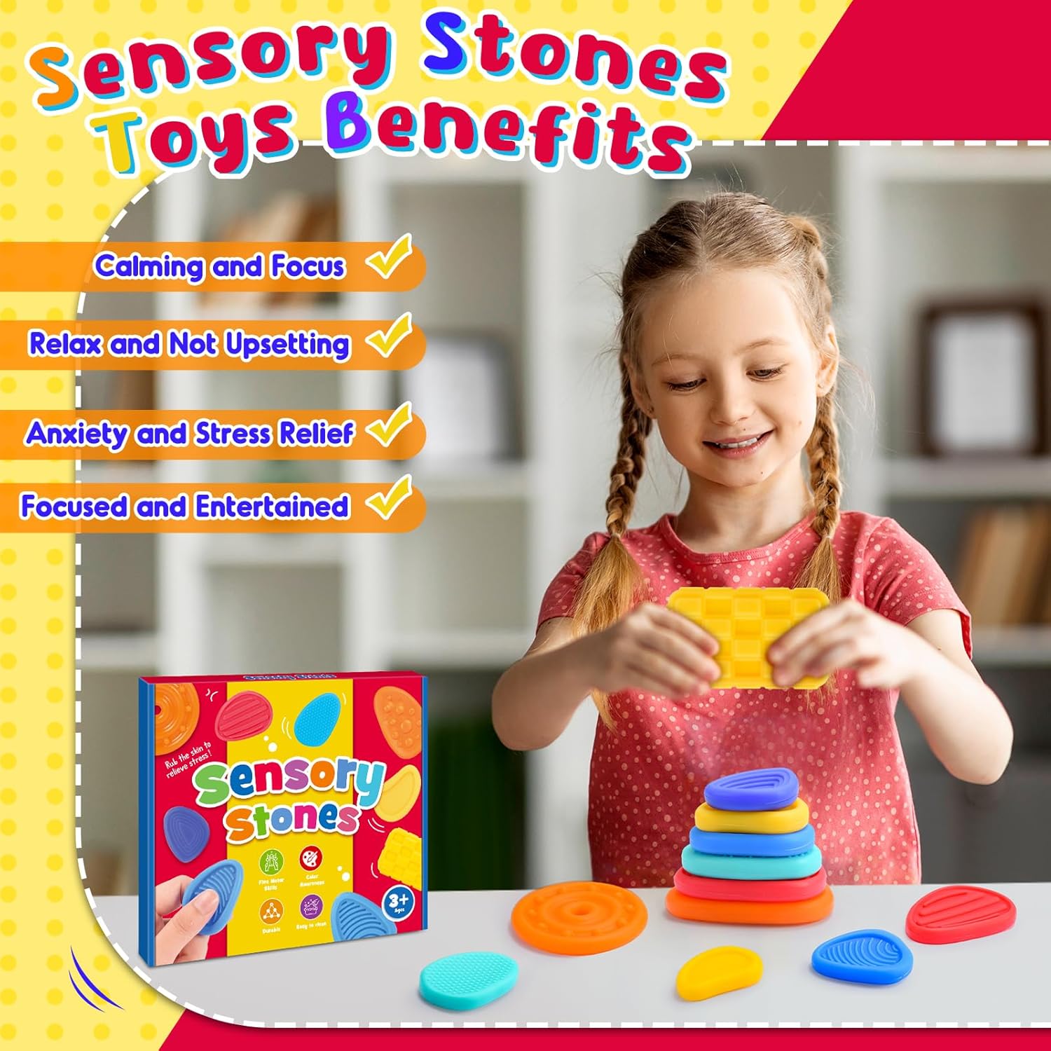 Leksakber sensory fidget toys set featuring colourful sensory stones for calming and focus