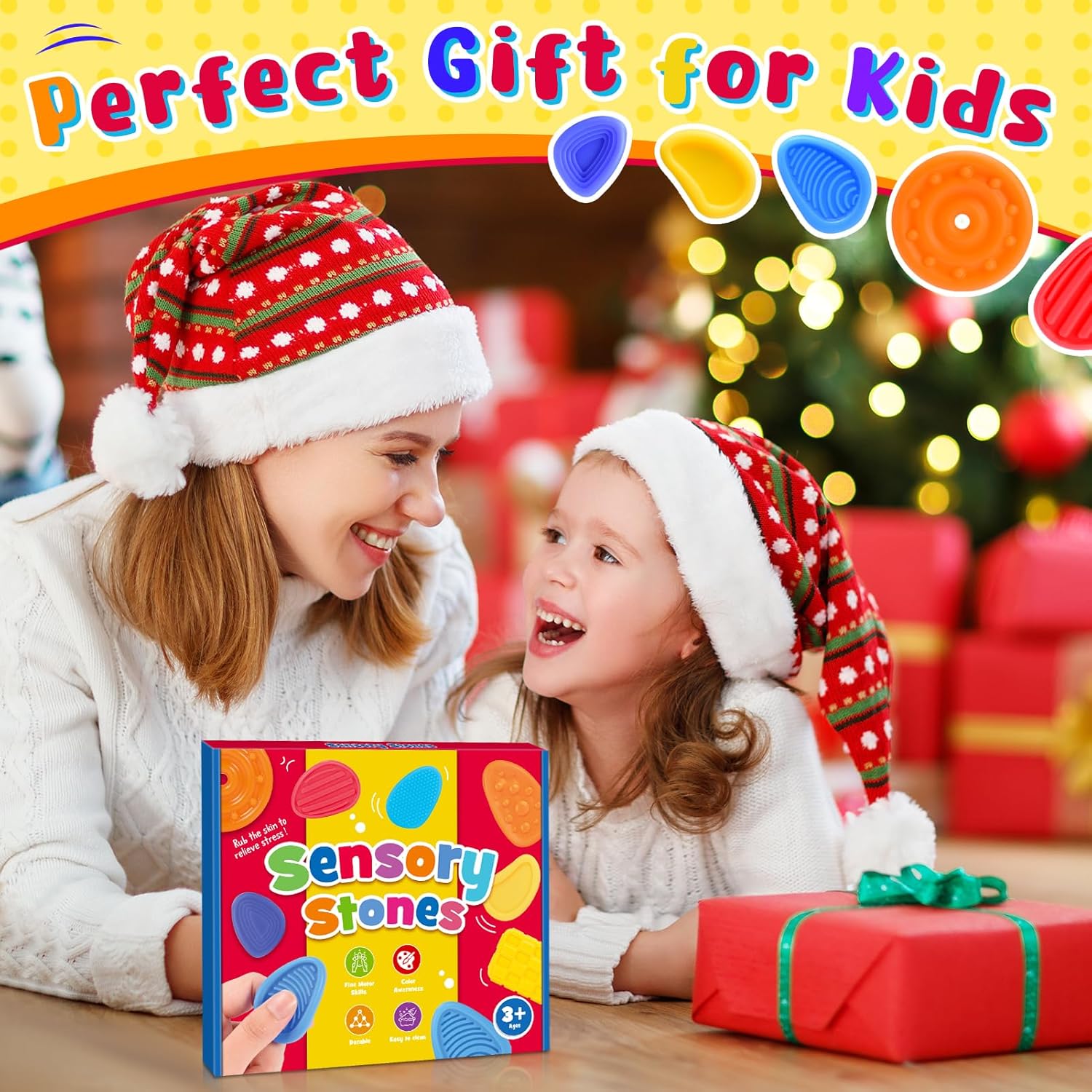 Leksakber sensory fidget toys set with colourful stones for kids, ideal for fun and relaxation