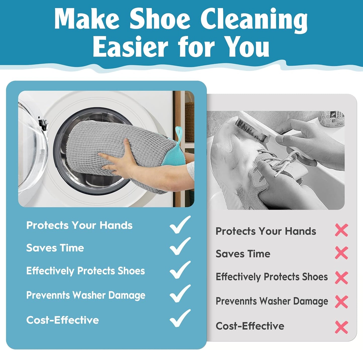 Jeekscss shoe washing machine bag for easy and effective shoe cleaning, protecting hands and preventing washer damage