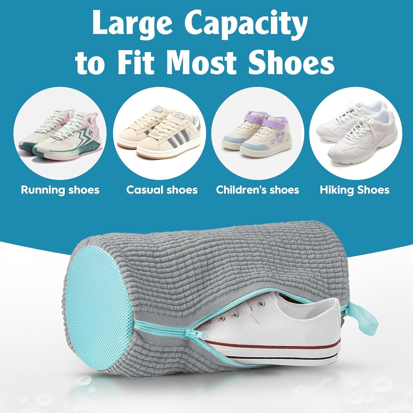 Jeekscss shoe washing machine bag with large capacity to fit most shoe types including running and casual shoes