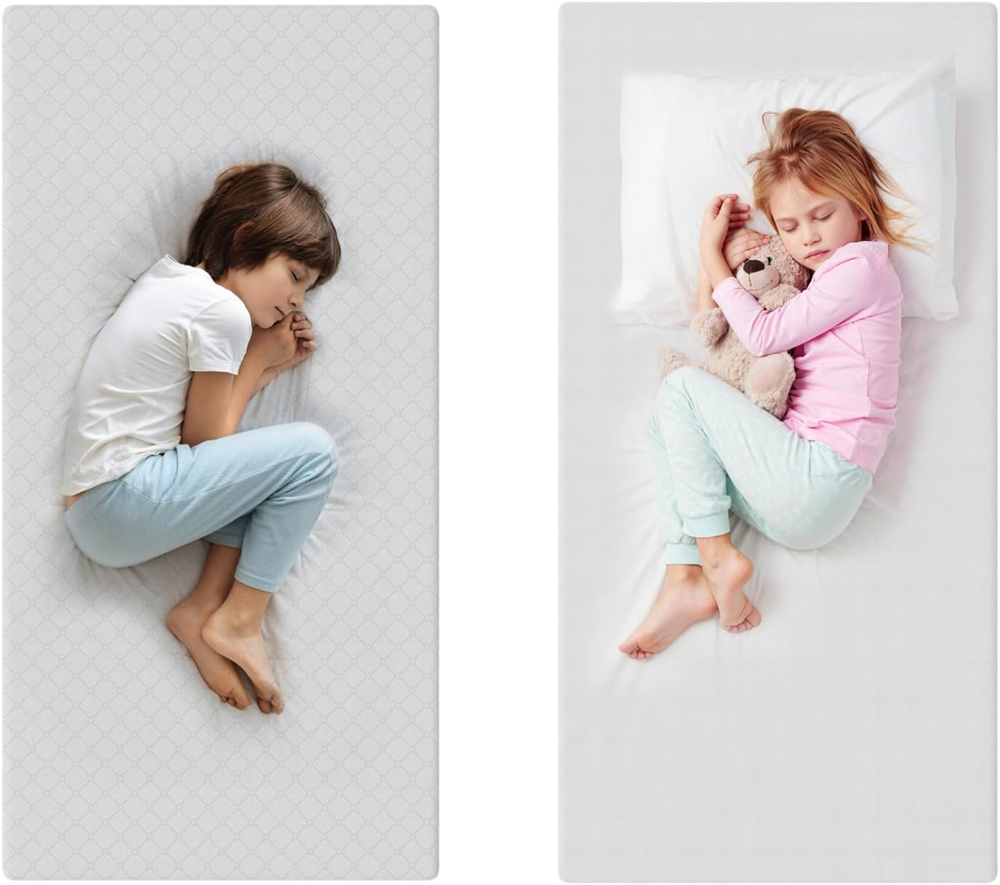 Children sleeping soundly on a premium foam cot mattress for optimal comfort and support