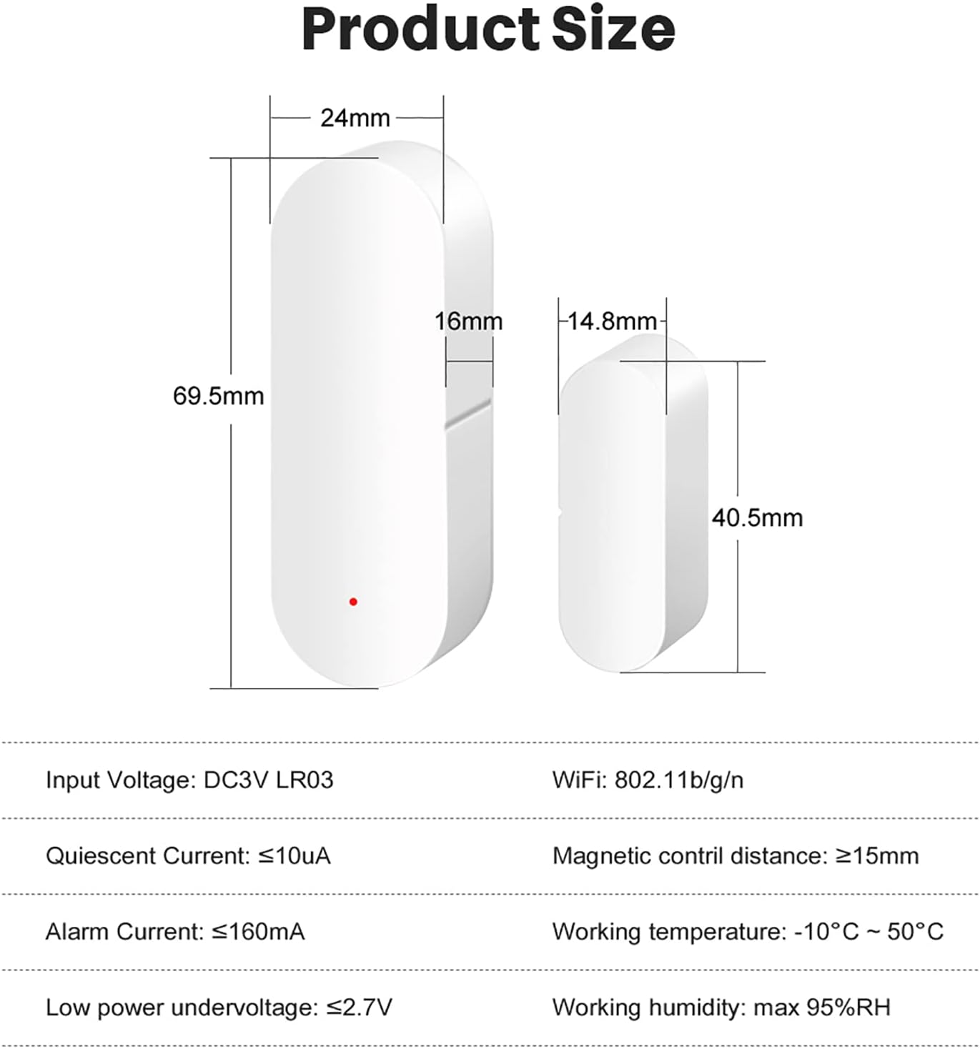 Risoon smart door window sensor with compact design and WiFi connectivity for home security