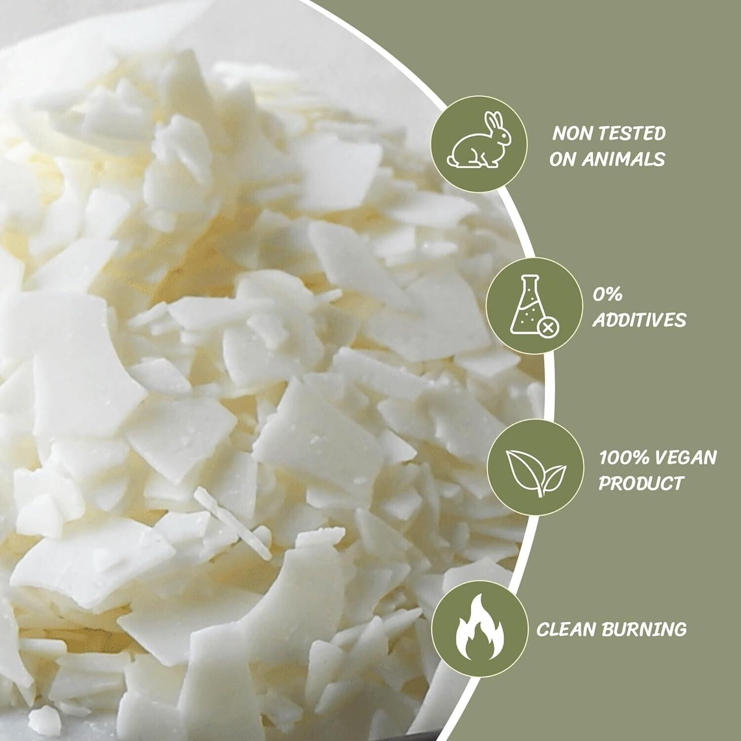 Soy wax flakes for candle making in a close-up view, featuring a clean and natural texture
