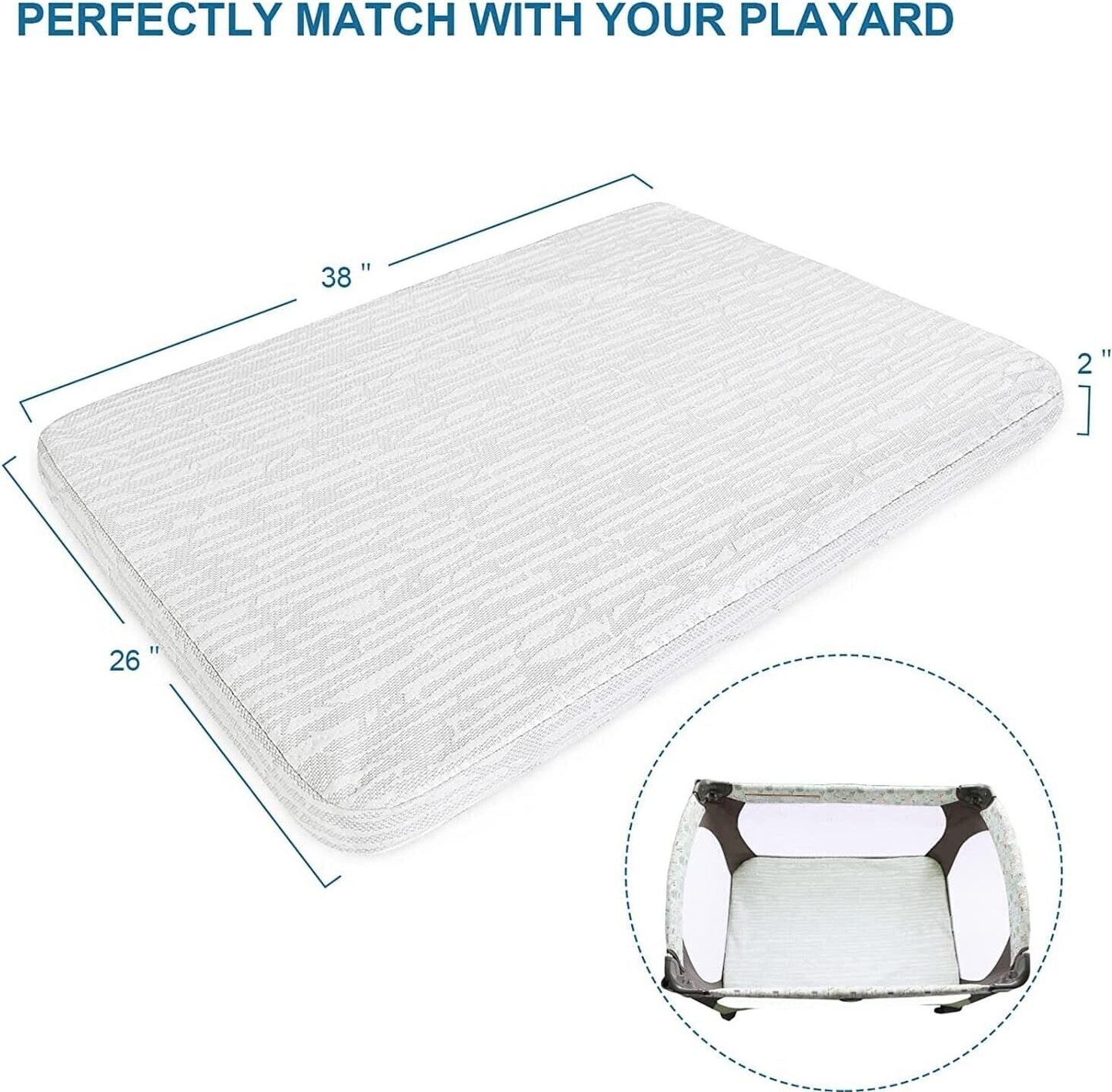 Sprintspirit cot mattress for travel measuring 38x26x2 inches, ideal for sleepovers and small spaces