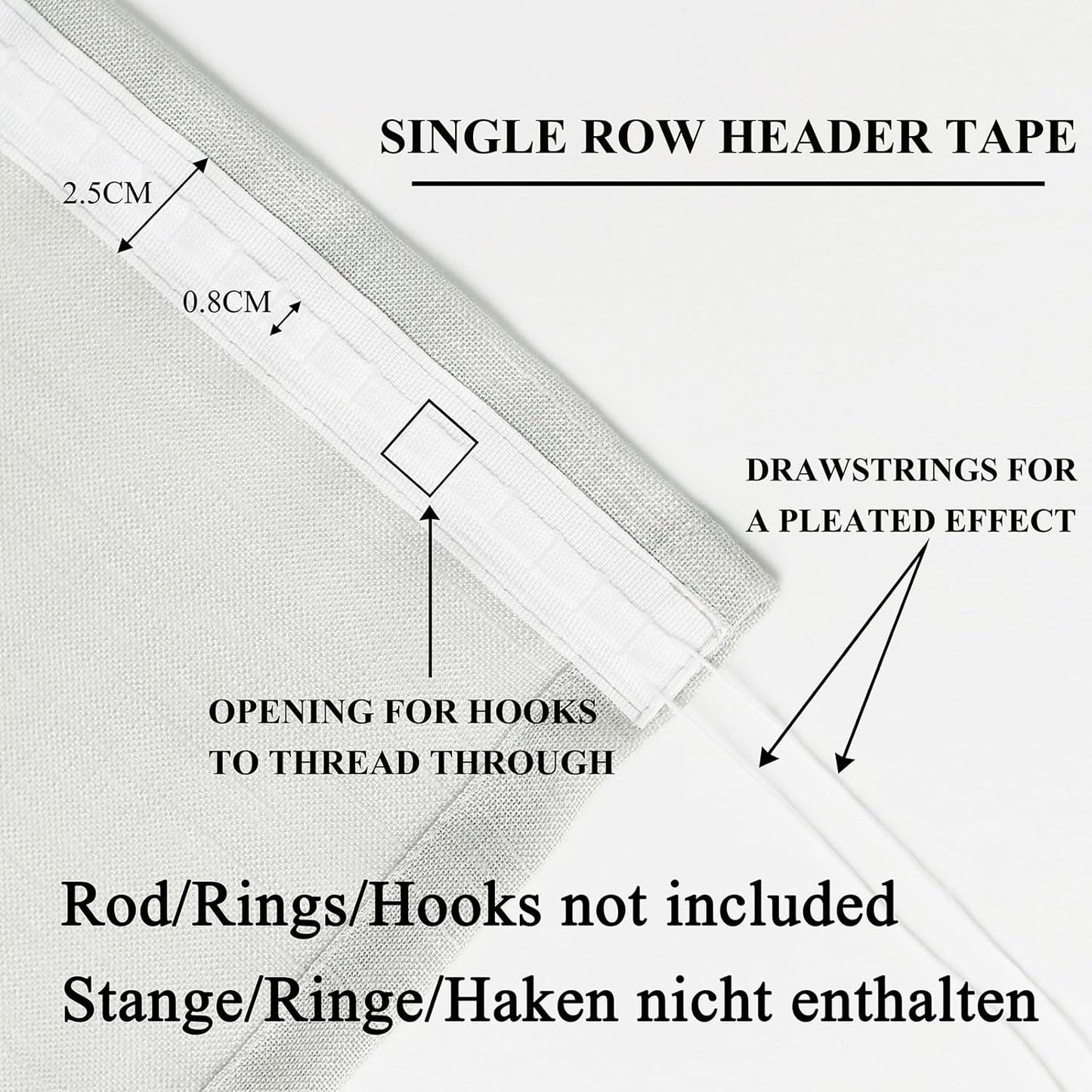 L.Z.E silver grey semi sheer kitchen curtains with single row header tape and drawstrings for pleated effect