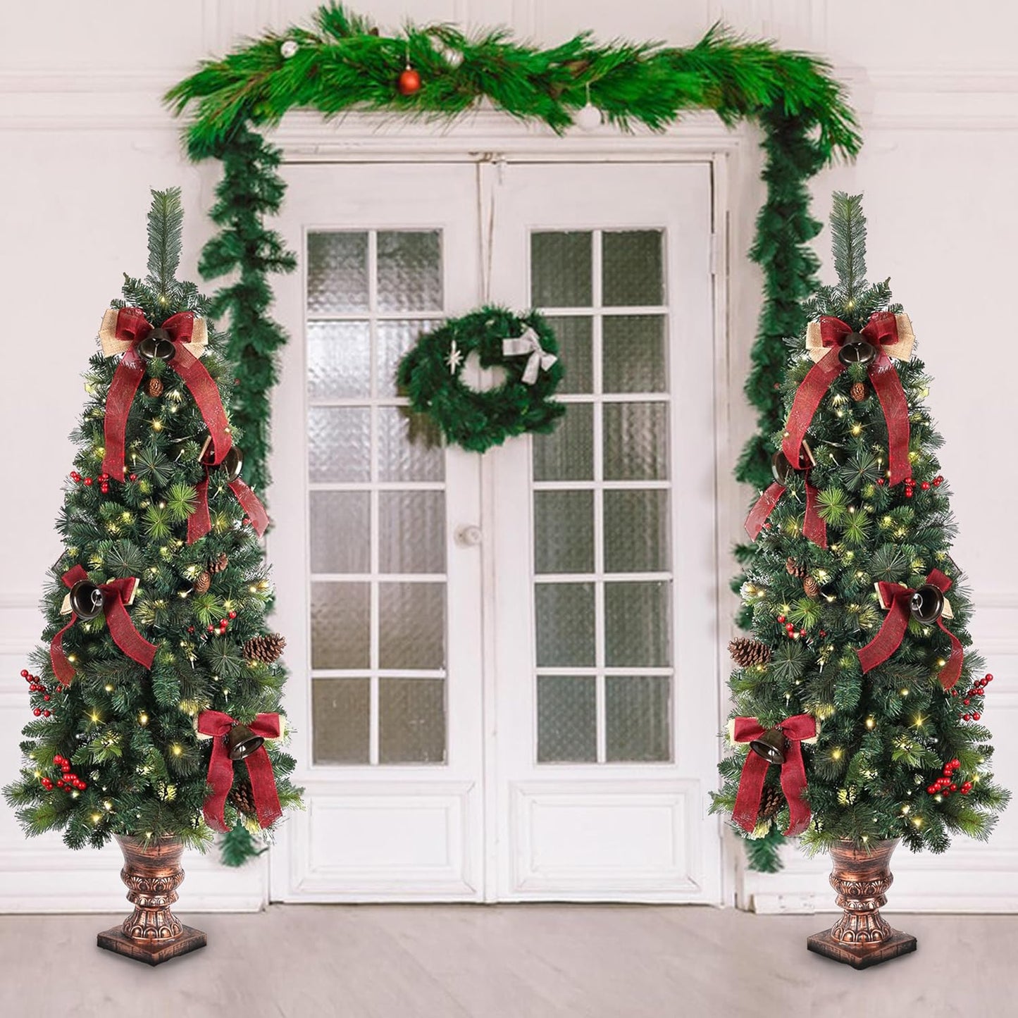 A-SZCXTOP pre-lit artificial Christmas tree 5ft with festive decorations and warm lights