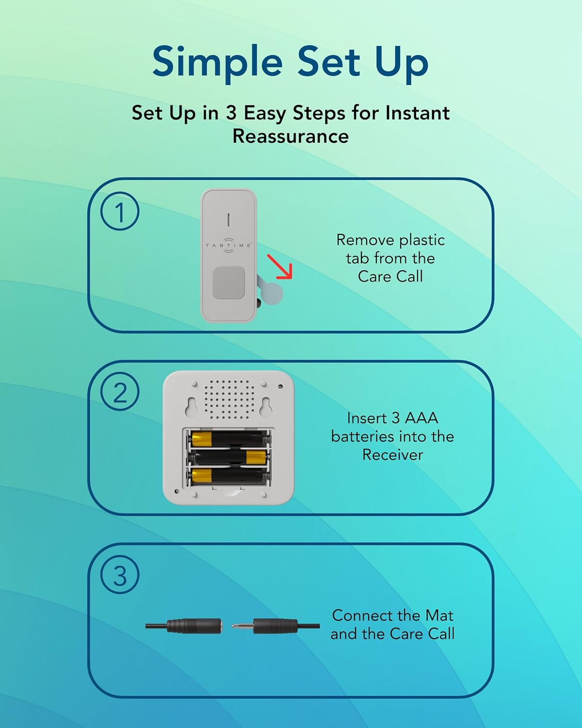 Step-by-step guide for setting up the pressure mat alarm for elderly with easy battery insertion