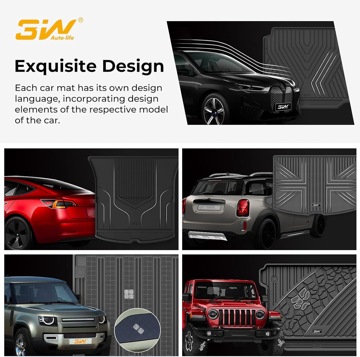 3W Tesla Model Y floor mats featuring an exquisite design for perfect fit and protection