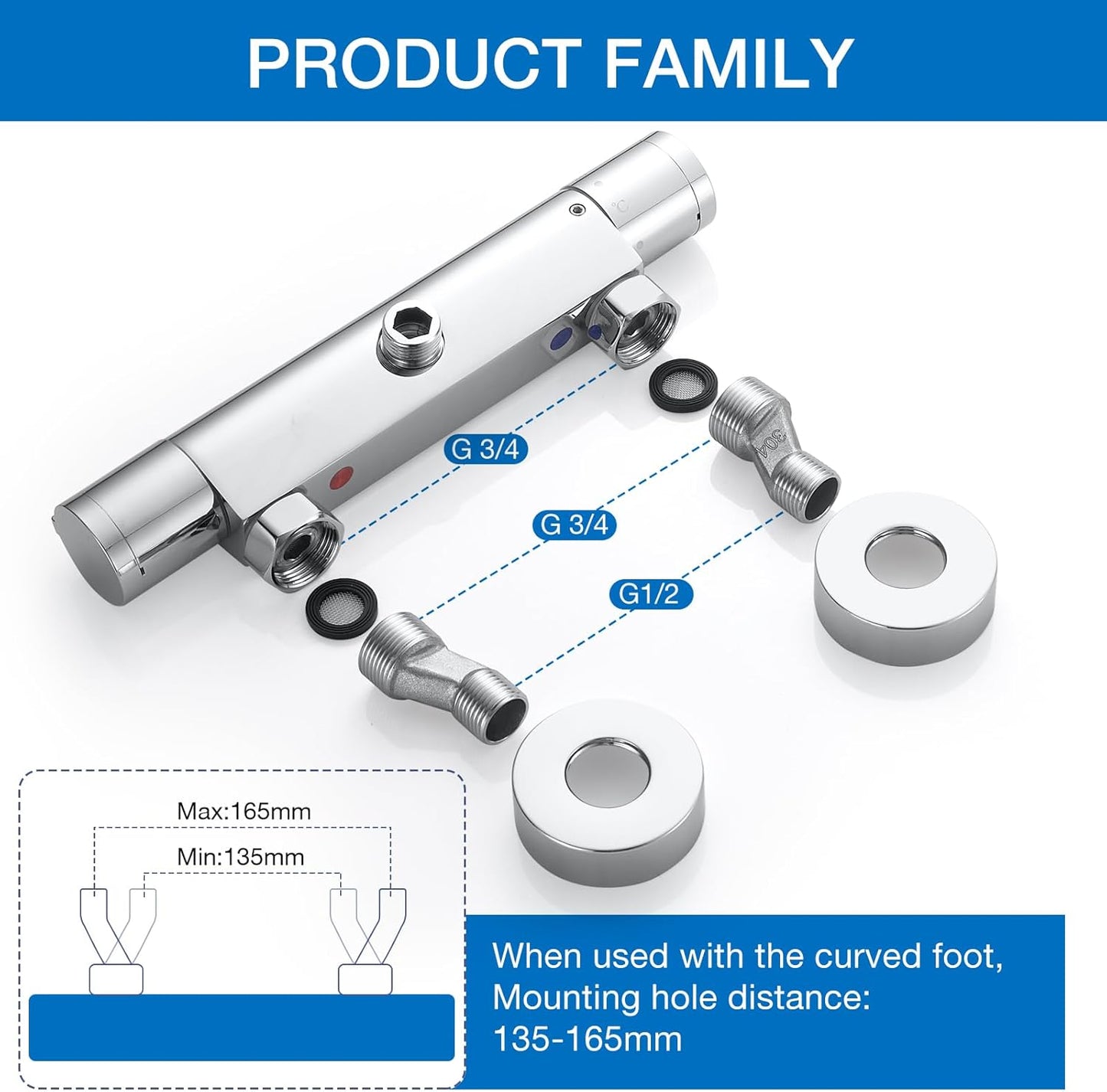 Rainysprit thermostatic shower mixer valve with durable chrome finish and easy installation features