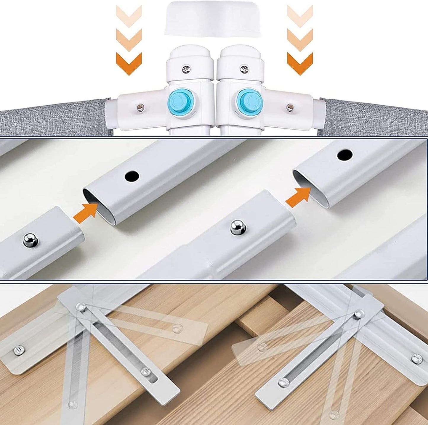 YIFOV toddler bed guard for single bed assembly details showing connectors and support structures