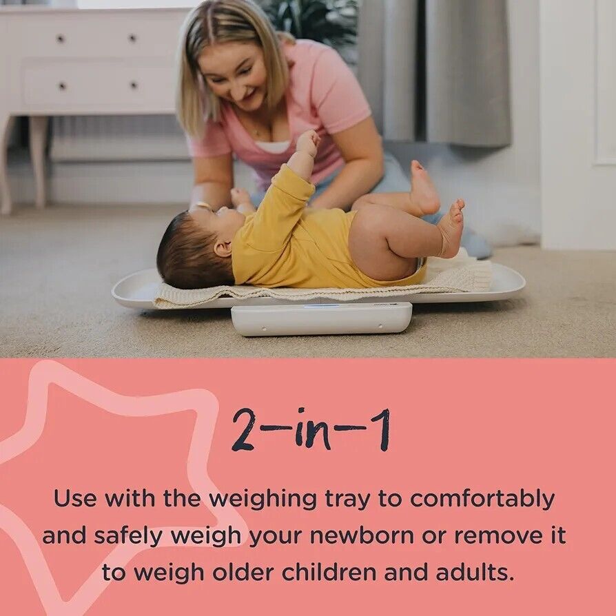 Tommee Tippee digital baby scales with a 2-in-1 design for weighing newborns and older children